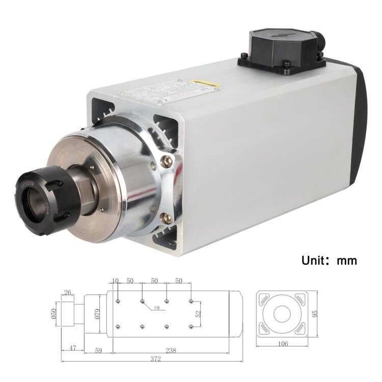 厂家直销 5KW ER32 方型风冷主轴（不带边） 220V/380V 高性能高精度CNC木工金属雕刻机高转速电机