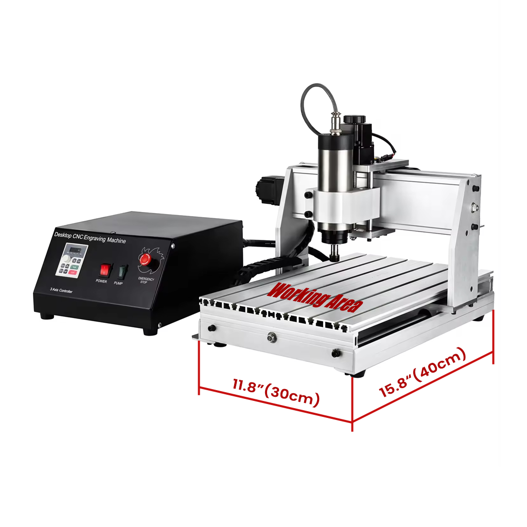 Zhong Hua Jiang 3040 三轴小型桌面级CNC数控雕刻机6061-T5 铝合金框架，适配金属/木材/亚克力/PCB 线路板切割